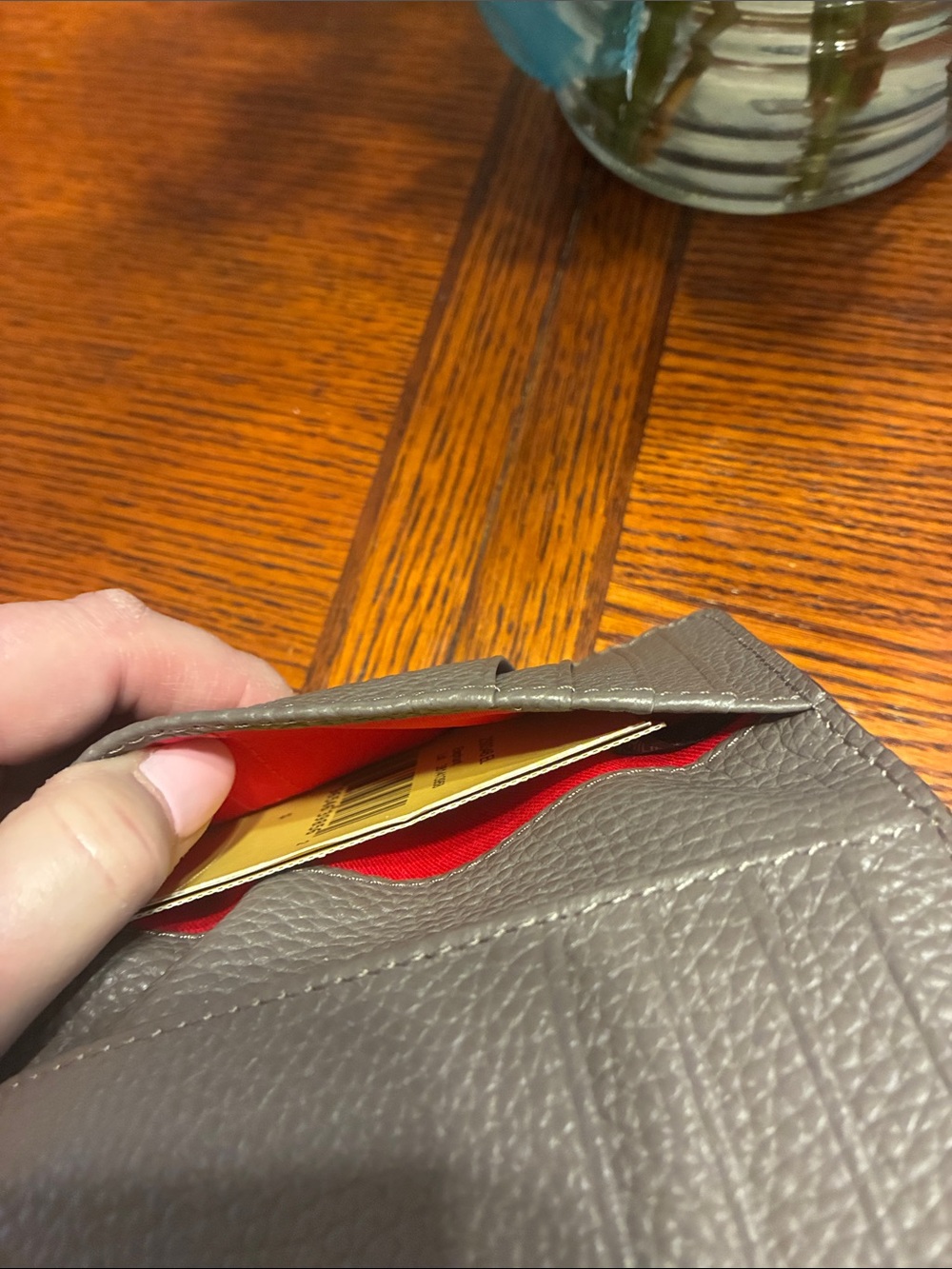 Dooney & Bourke Gray Pebbled Leather Zip Card Wallet with Gold Hardware - Picture 4 of 6